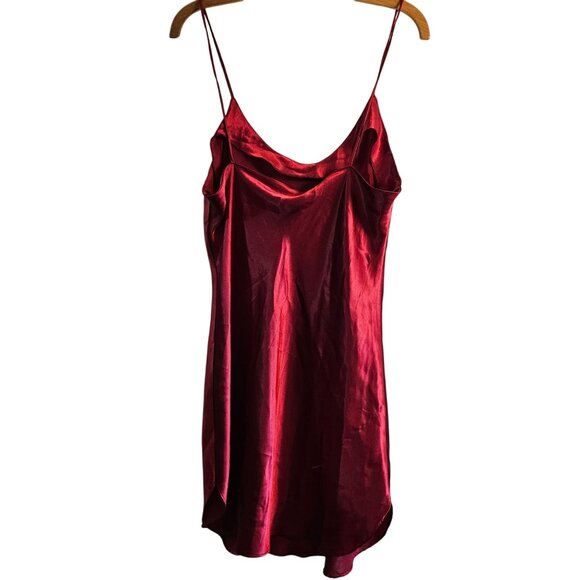 Silk & Satin Red Cowl Neck Slip Dress With Spaghetti Straps Womens - Picture 3 of 6